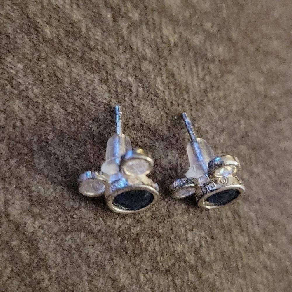 DISNEY Sterling 925 Blue Swarovski Crystal Mickey Mouse Earrings